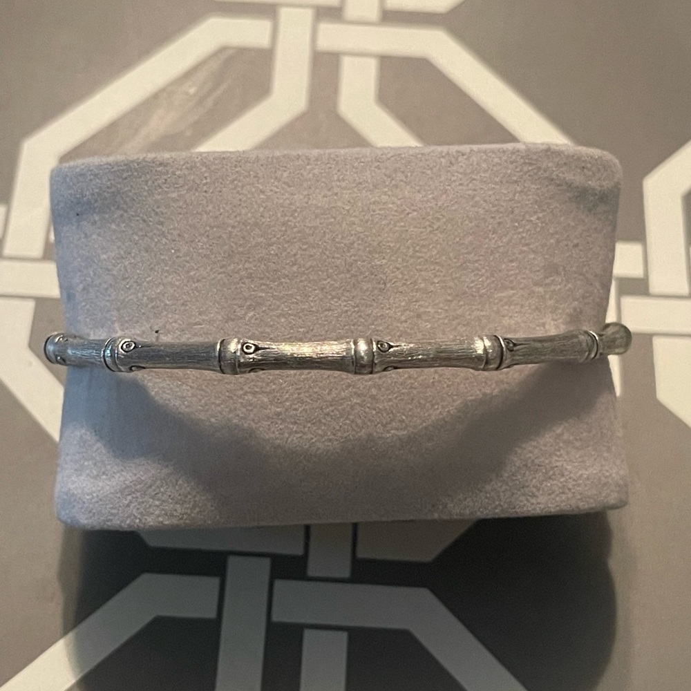 John Hardy Satin Silver Bamboo Cuff